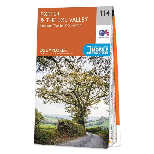 Orange front cover of OS Explorer Map 114 Exeter & the Exe Valley