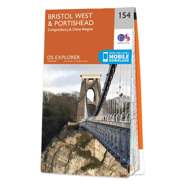 Orange front cover of OS Explorer Map 154 Bristol West & Portishead