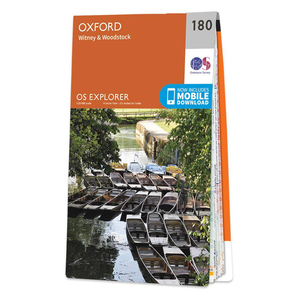 Orange front cover of OS Explorer Map 180 Oxford