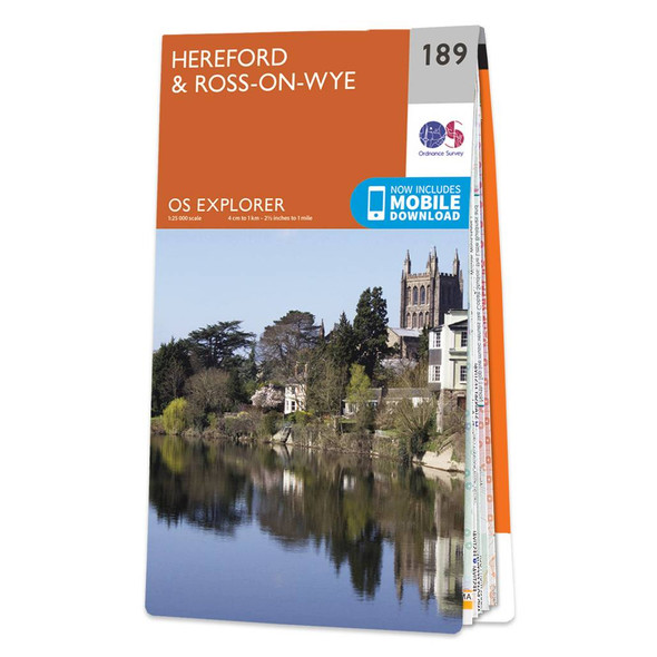 Orange front cover of OS Explorer Map 189 Hereford & Ross-on-Wye
