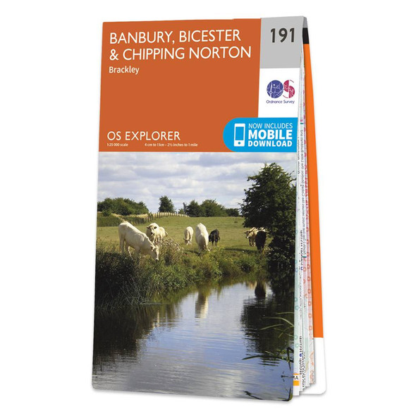 Orange front cover of OS Explorer Map 191 Banbury, Bicester & Chipping Norton