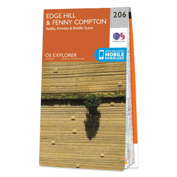 Orange front cover of OS Explorer Map 206 Edge Hill & Fenny Compton