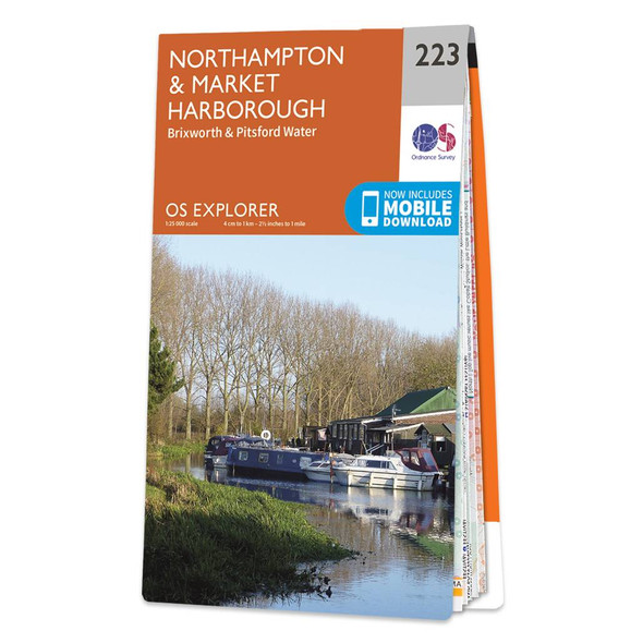 Orange front cover of OS Explorer Map 223 Northampton & Market Harborough