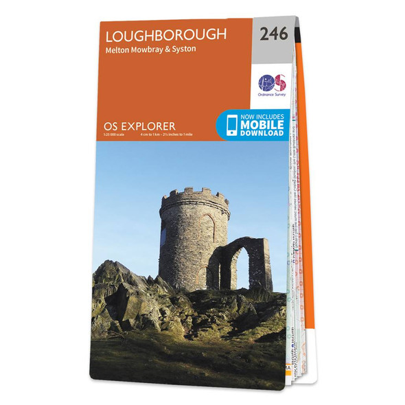 Orange front cover of OS Explorer Map 246 Loughborough