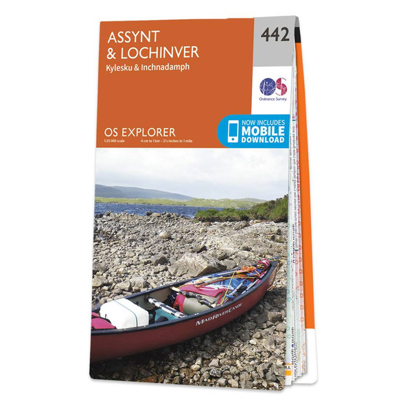 Orange front cover of OS Explorer Map 442 Assynt & Lochinver