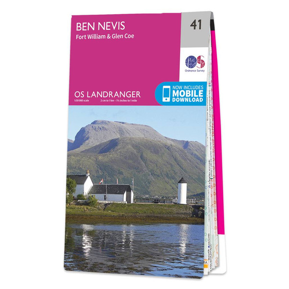 Pink front cover of OS Landranger Map 41 Ben Nevis