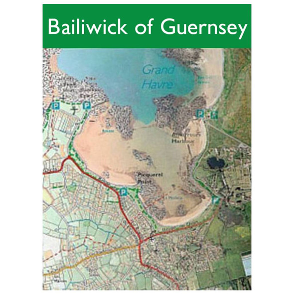 Green cover of OS Map of The Bailiwick of Guernsey showing a close-up of Grand Harve