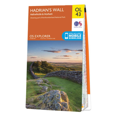 Orange front cover of OS Explorer Map OL 43 Hadrian's Wall
