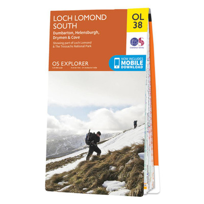 Orange front cover of OS Explorer Map OL 38 Loch Lomond South