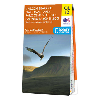 Orange front cover of OS Explorer Map OL 12 Brecon Beacons, Western Area