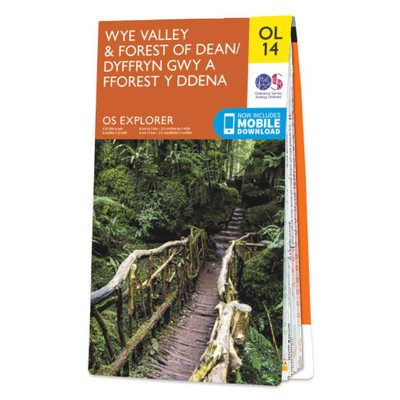 Orange front cover of OS Explorer Map OL 14 Wye Valley & Forest of Dean