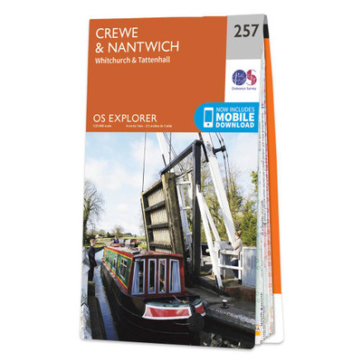Orange front cover of OS Explorer Map 257 Crewe & Nantwich