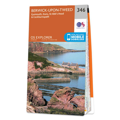 Orange front cover of OS Explorer Map 346 Berwick-upon-Tweed