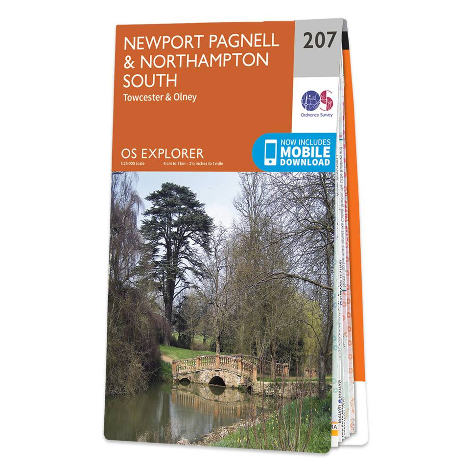 OS Map of Newport Pagnell & Northampton South Explorer 207 Map