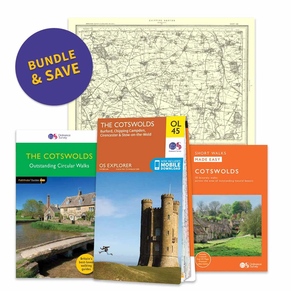 Cotswolds | OS Explorer & OS Landranger | Walking Guidebook | Old Map