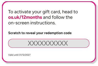 OS Maps gift card back
