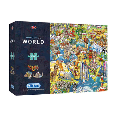 Gibsons Wonderful World Map 1000 Piece Jigsaw Puzzle
