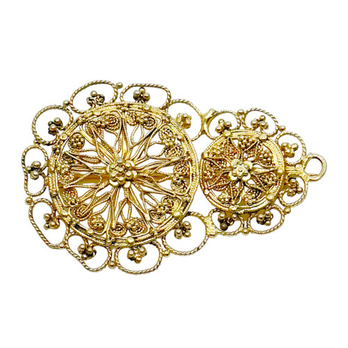 Gold over sterling silver filigree brooch pin  SKU-1042