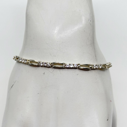 Sterling silver  cubic zirconia tennis bracelet  SKU-1165