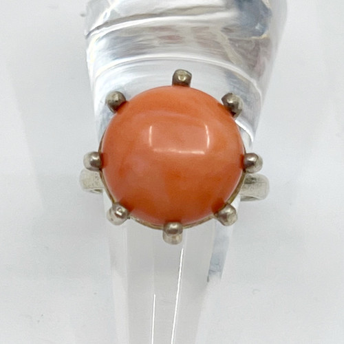 Hand Made Sterling silver 16mm momo coral ring SKU-423