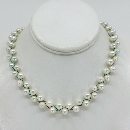 Sterling silver graduated freshwater pearl necklace SKU-95
