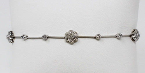 18k white gold .75 carat diamond flower motif bracelet  SKU-5280