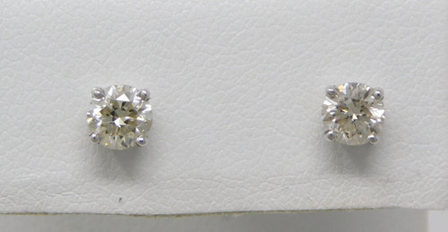 14k gold .92 carat  SI1 diamond stud earrings SKU-5214