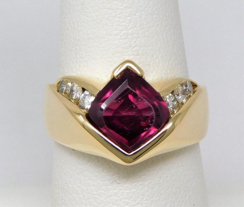 18k gold Rhodolite Garnet & diamond ring  SKU-5228