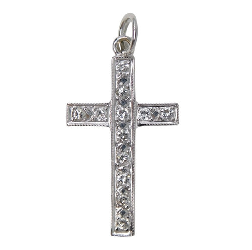 14k gold .35 carat diamond cross Pendant SKU-5238