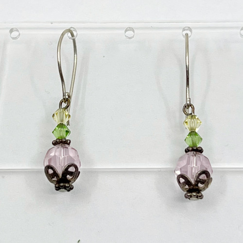 Sterling silver crystal bead earrings SKU-828