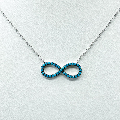 sterling silver turquoise infinity necklace SKU-875
