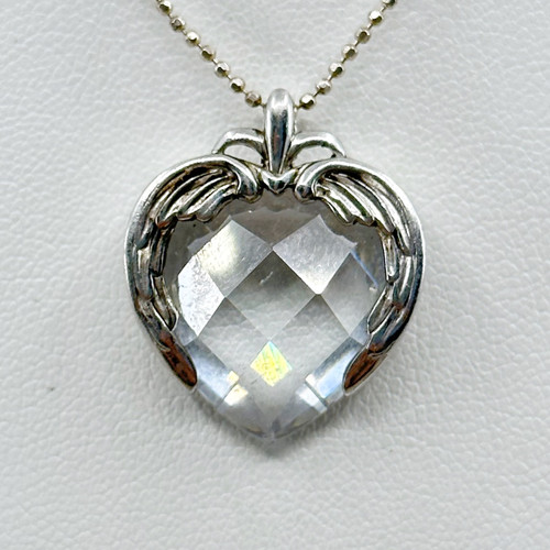 Sterling silver cubic zirconia heart pendant SKU-888