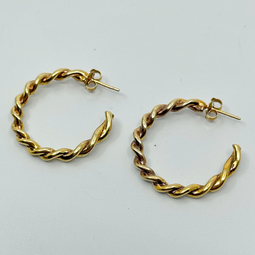 Gold Vermeil Sterling silver twisted hoop earrings SKU-848