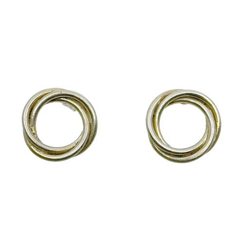 sterling silver double circle stud earrings SKU-811