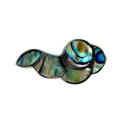 Vintage Mexican sterling silver abalone inlay brooch SKU-1026