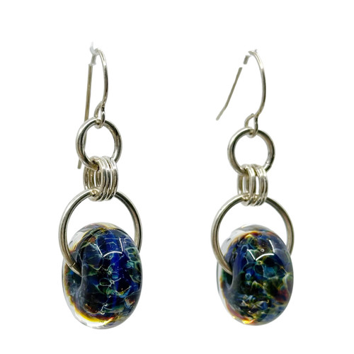 Sterling silver Lampwork borosilicate glass bead earrings SKU-1106