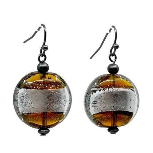 Sterling silver foil Lampwork glass bead earrings SKU-1107