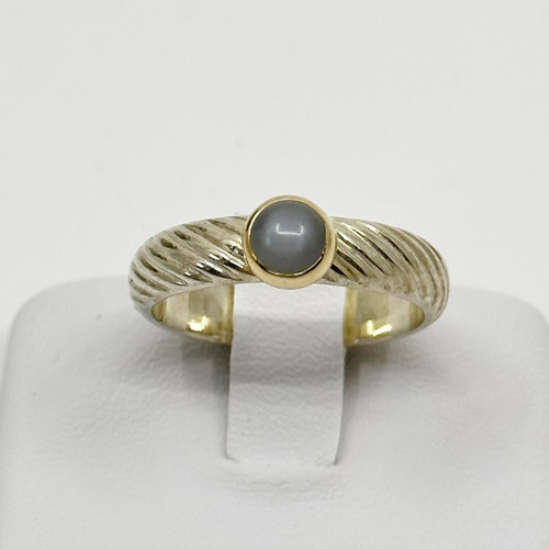 14k gold Sterling silver grey moonstone Ring SKU-1127