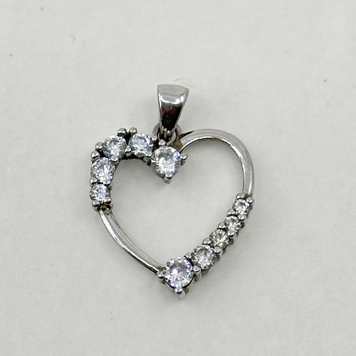 sterling silver cubic zirconia heart pendant SKU-1110