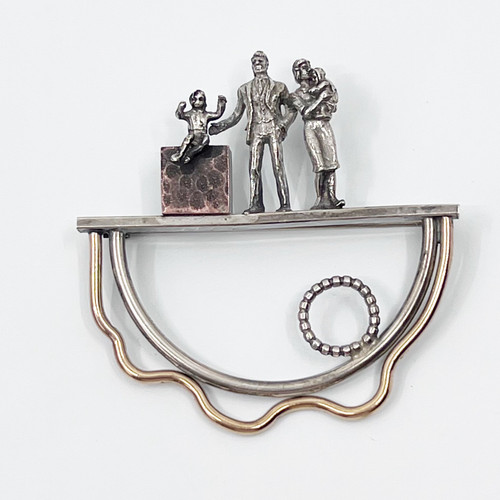 Vintage MASO sterling silver family brooch SKU-964