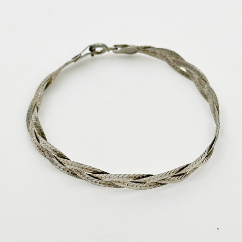 Sterling silver woven herringbone bracelet SKU-1097