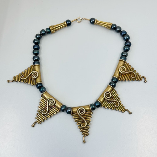 Amrita Singh gold vermeil sterling silver pearl necklace SKU-939