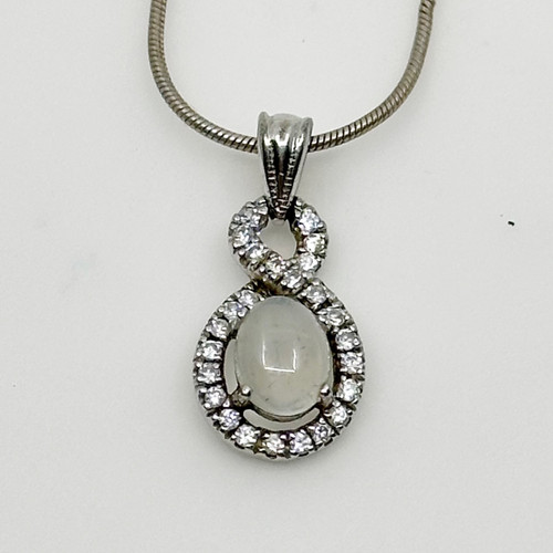 Sterling silver moonstone & cubic zirconia pendant SKU-1016