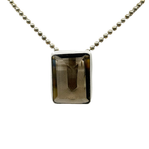 Vintage sterling silver smoky quartz pendant SKU-1117