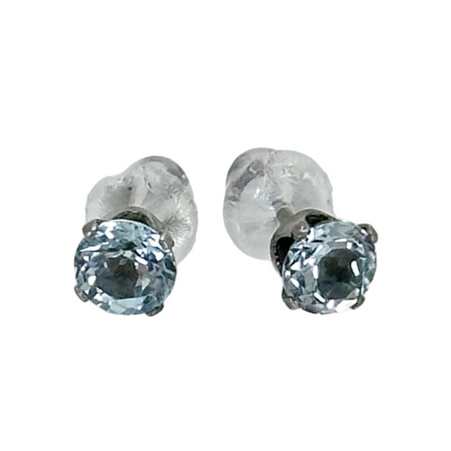 sterling silver blue topaz stud earrings SKU-1185
