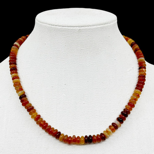 Hand Made sterling silver carnelian bead necklace SKU-1065