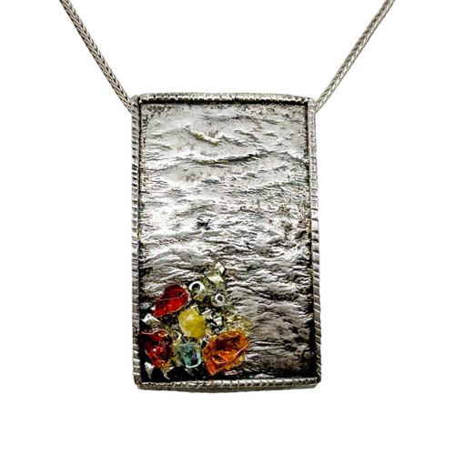 Modernist Sterling silver gemstone pendant necklace SKU-1066