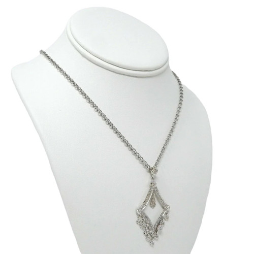 14k white gold 1 carat diamond necklace SKU-5003