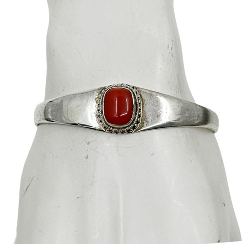 Vintage sterling silver coral cuff bracelet  SKU-944