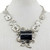 DJM Hand Made Sterling silver onyx & cubic zirconia link necklace SKU-1183